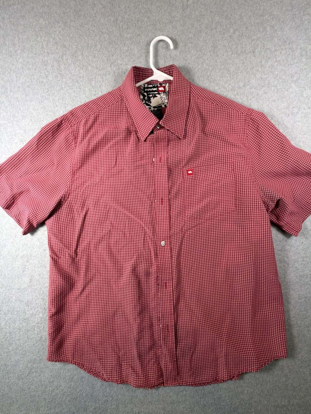 Tony Hawk Red Grid Micro Check Short Sleeve Button Up Shirt